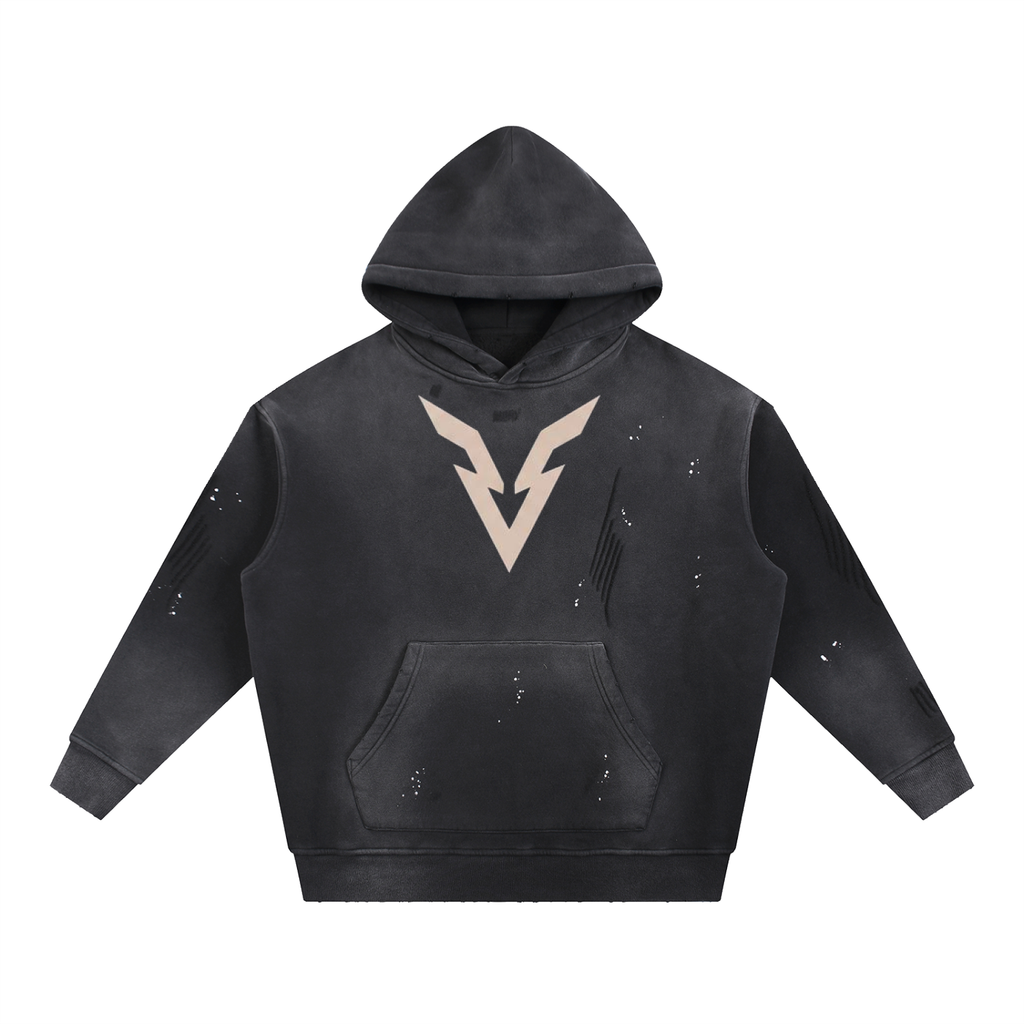 Vyora Vintage Washed Frayed Fleece Hoodie